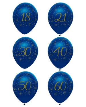 Lateksballonger (6stk): Bursdagsballonger - Kongeblå - 30cm