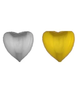 Folieballong: Jumbo hjerte - Sølv - 80x75cm