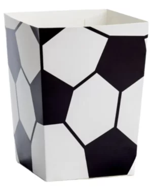 Popcorn- / Godisbeger (6stk): Fotball - Hvit & Svart - 7x7x12cm