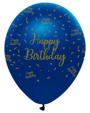 Lateksballonger (6stk): Bursdagsballonger "Happy Birthday" - Kongeblå - 30cm