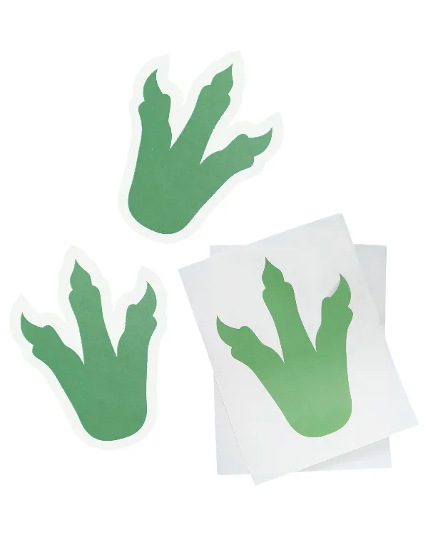 Pynt (6stk): Dinosaurus føtter (Klistremerker) - Grønn - 18cm