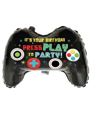 Folieballong: "It's your birthday press play to party" Spilltema - 92 cm