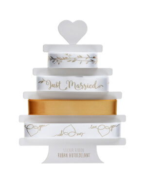 Bånd (4stk): Klistrebånd - "Just Married" - Metallic Gull