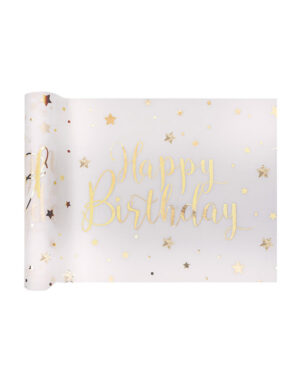 Bordløper: Happy Birthday - Hvit - 5m x 30cm
