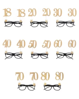 Briller med tall: Ulike tall - Glitter Gull