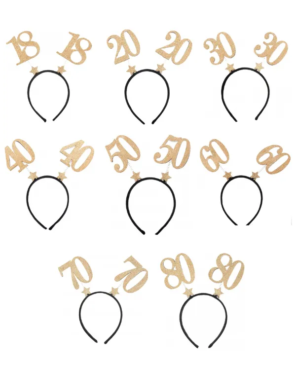 Hårbøye med tall: Ulike tall - Gull & Glitter