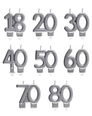 Kakelys / Tallys: Sølv - Ulike tall - 9cm