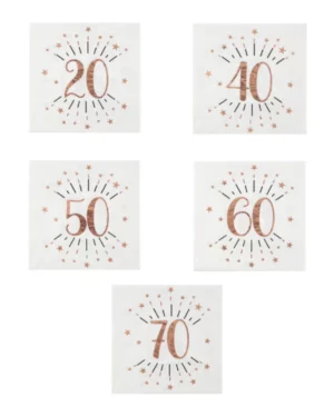 Servietter (10stk): med stjerner - Rosegull - 16,5cm