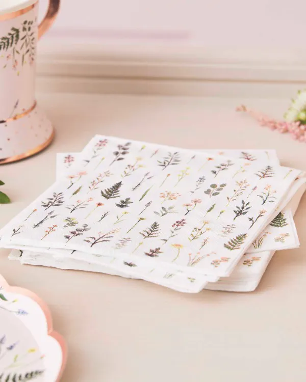 Servietter  (16stk): Blomstertrykk servietter - Fargerik - 16,5cm - Bilde 2