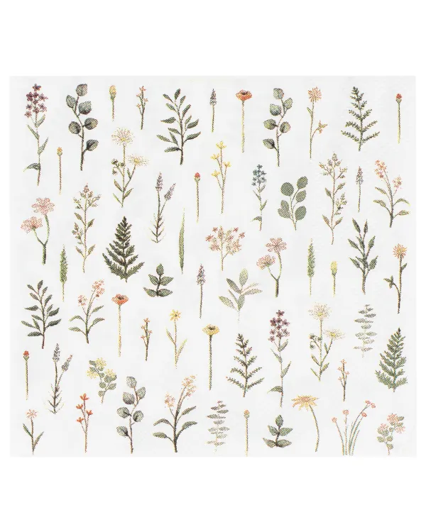 Servietter  (16stk): Blomstertrykk servietter - Fargerik - 16,5cm