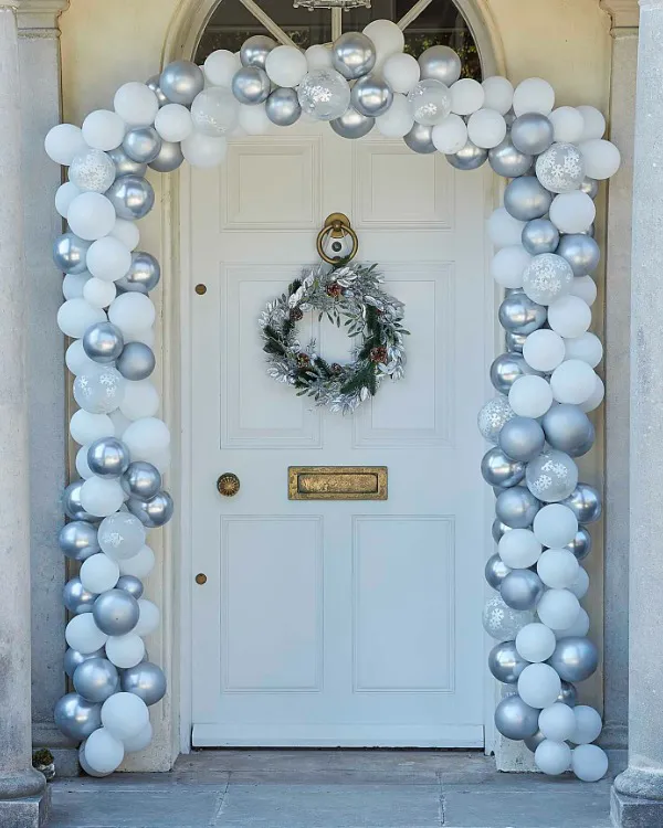 Ballongbue: Sølv og hvit med Snøfnug - Sølv - Gjør-det-selv (DIY) sett - 5m - Bilde 2