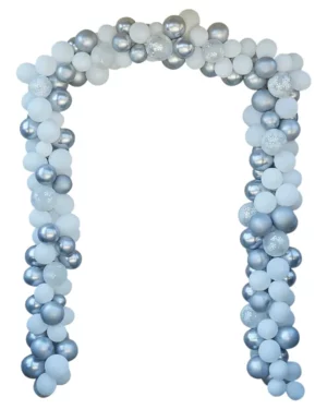 Ballongbue: Sølv og hvit med Snøfnug - Sølv - Gjør-det-selv (DIY) sett - 5m