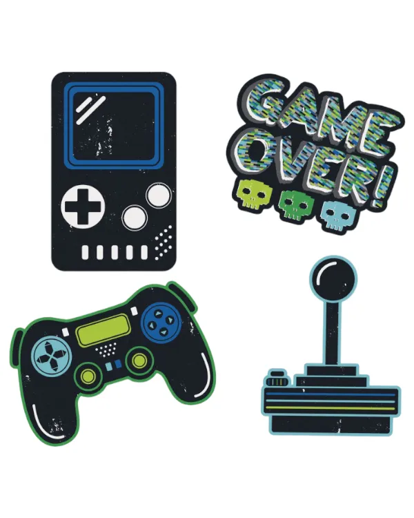 Veggdekor (4stk): TV-spill tema - Klistremerker