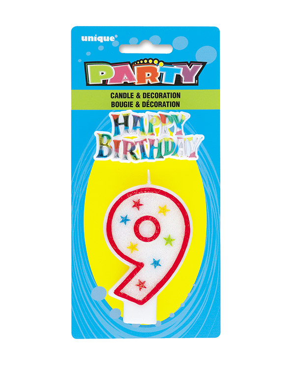 Kakelys / Tallys: "9" - Stjerner - 8cm - Bilde 2