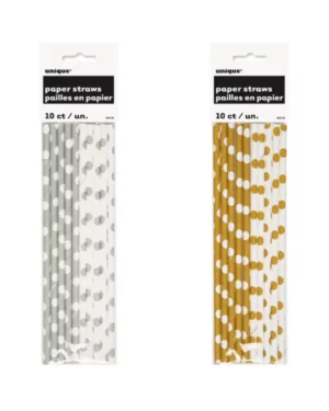 Sugerør (10stk): Prikker - Flere farger