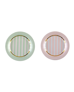 Tallerkener (10stk): Stripete - Flere farger - 22,5cm