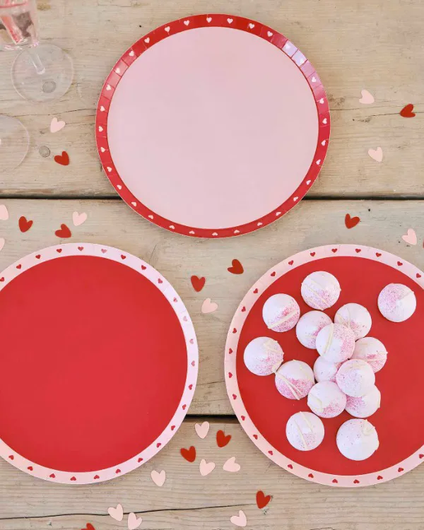 Tallerkener  (8stk): Kjærlighet med hjerter - Rød, Rosa - 24cm - Bilde 2