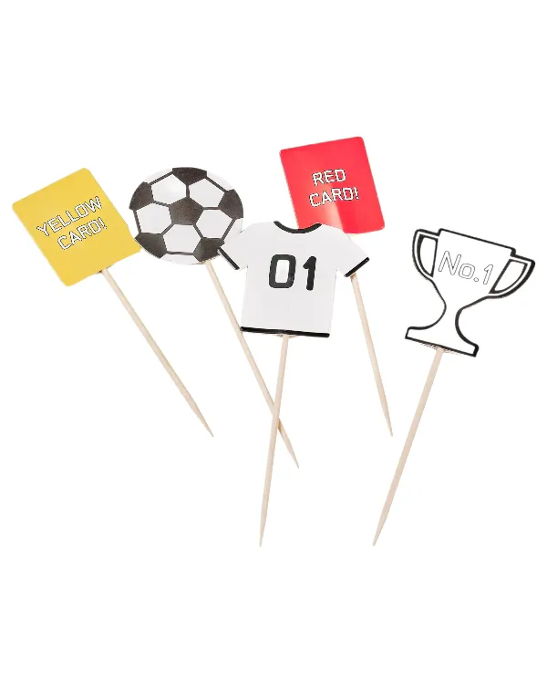 Kaketopp (12stk): Fotball - med trofe, ball og kort - Hvit