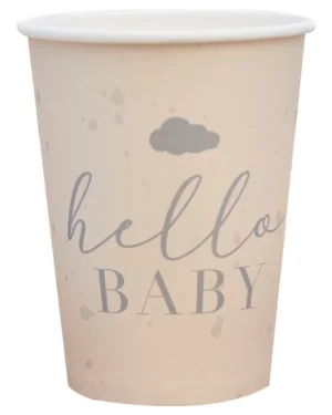 Kopper  (8stk): "Hello Baby" Nøytral - Beige - 9cm H x 8cm B