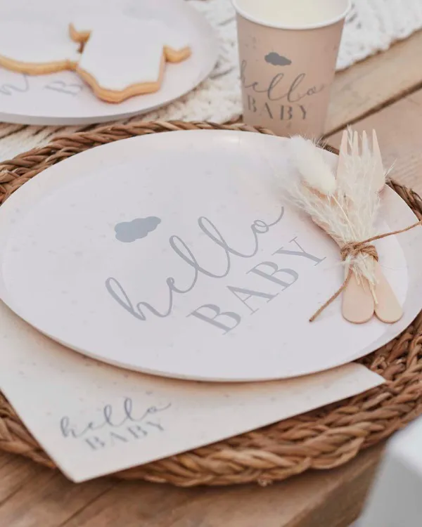 Tallerkener  (8stk): "Hello Baby" Nøytral - Beige - 25cm - Bilde 2