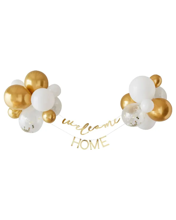 Girlander / Banner: Gjør-det-selv (DIY) med "Welcome Home" - Gull & Hvit