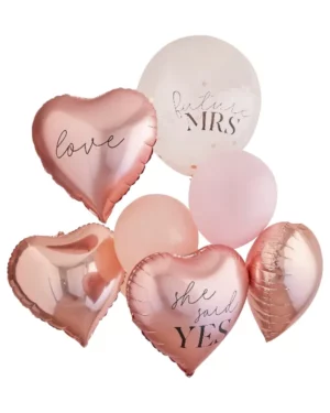 Ballongbukett: Rosegull HEN party - Uten helium - Rosegull