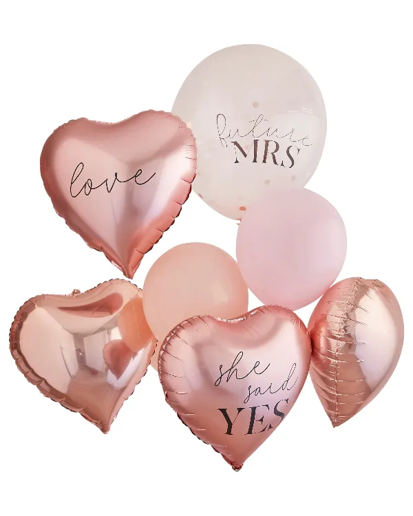 Ballongbukett: Rosegull HEN party - Uten helium - Rosegull