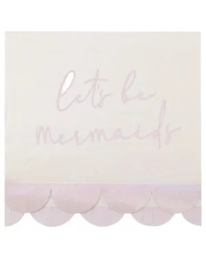 Servietter  (16stk): Iriserende skjeld - Havfrue "Let's be Mermaid's" - Iriserende - 16,5cm
