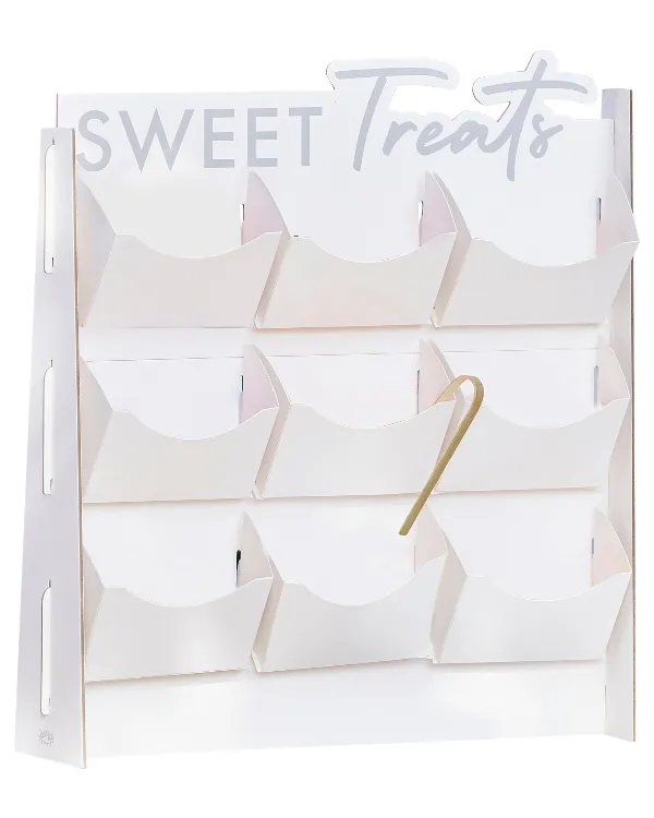 Stativ: "Sweet Treats" For kaker og godt til bordet - Hvit - 47 x 42cm