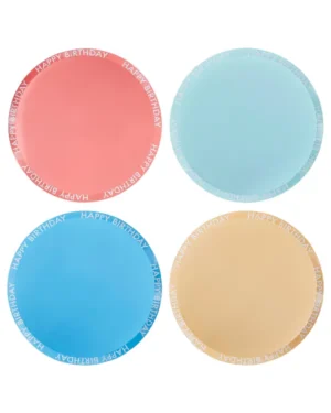 Tallerkener  (8stk): "Happy Birthday" - Pastel - Fargerik - 25cm