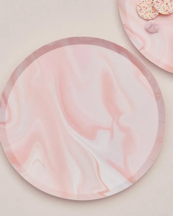 Tallerkener  (8stk): Marmor print - Rosa - 25cm - Bilde 2