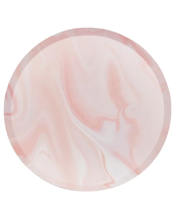 Tallerkener  (8stk): Marmor print - Rosa - 25cm