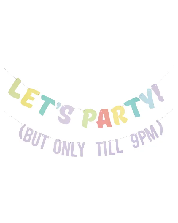Banner / Girlander: "Let's Party! (But Only Till 9PM)" - Fargerik - 2m