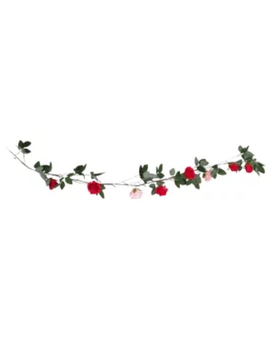 Banner / Girlander: Rosegirlander med lys - Rød, rosa, grønn - 1,8m