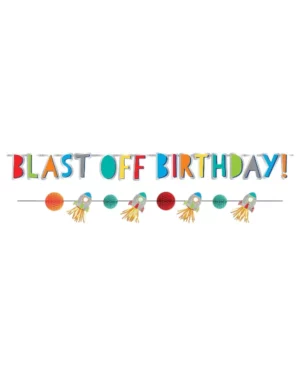 Banner: "Blast of Birthday" - med raketter - 1,5m