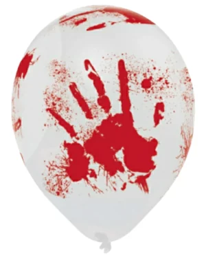 Lateksballonger (6stk): Blodige hender - Hvit & Rød - 25cm