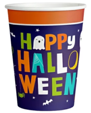 Kopper (8stk): "Happy Halloween" - Oransje & Blå - 250ml