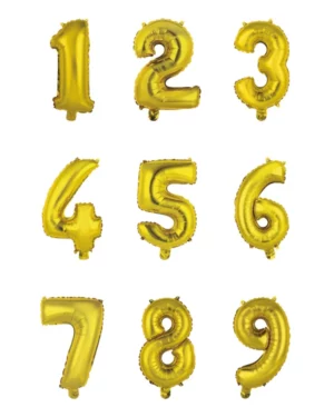 Folieballong / Tallballong: Ulike tall - Gull - 35cm