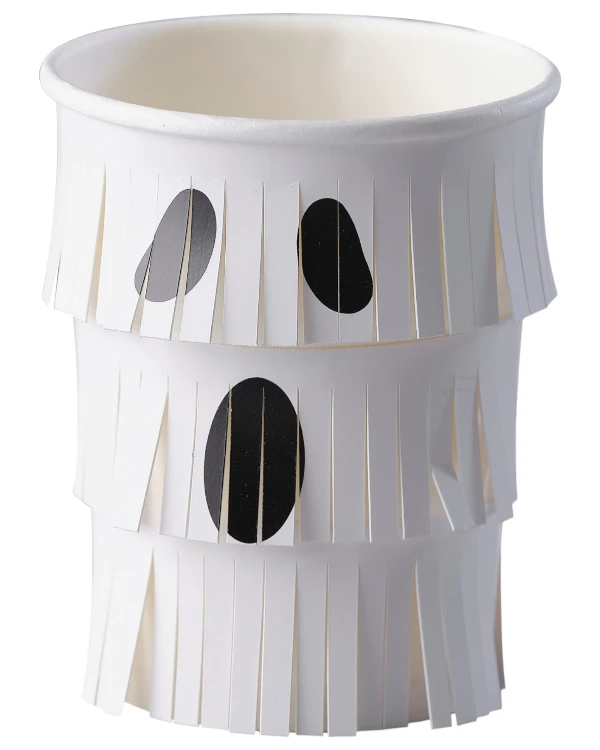 Kopper (8stk): Spøkelser med frynser - Hvit & Svart - 23cm