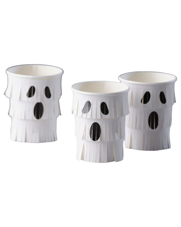 Kopper (8stk): Spøkelser med frynser - Hvit & Svart - 23cm - Bilde 2