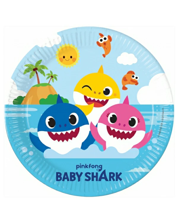 Tallerkener (8stk): Baby Shark - Fargerik - 23cm