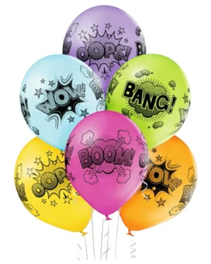 Lateksballonger (6stk): Tegneseriebobler- 30cm