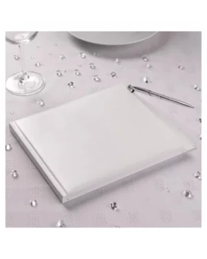 Gjestebok: med pen - Hvit - 25 cm