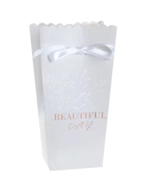 Godteboks (6stk): ''Beautiful day'' med rosett - 7 x 4 x 13 cm