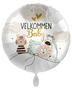 Folieballong: ''Velkommen baby'' med dyr - 43cm