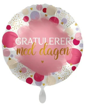 Folieballong: ''Gratulerer med dagen'' med prikker - 43cm