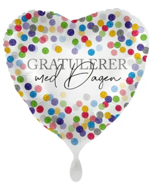 Folieballong: ''Gratulerer med dagen'' med prikker - 43cm