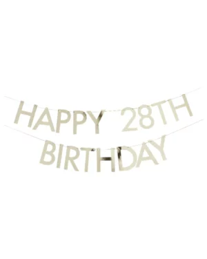 Banner / Girlander: Bursdag med valgfritt tall - Gull - 150 x 23cm