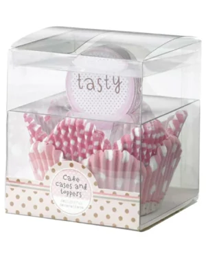 Muffinsform: "Tasty" med prikker og striper - Rosa - 8 cm