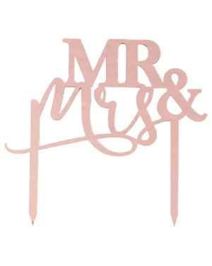 Kaketopper: ''MR&mrs'' - Rosegull - 15 x 16cm